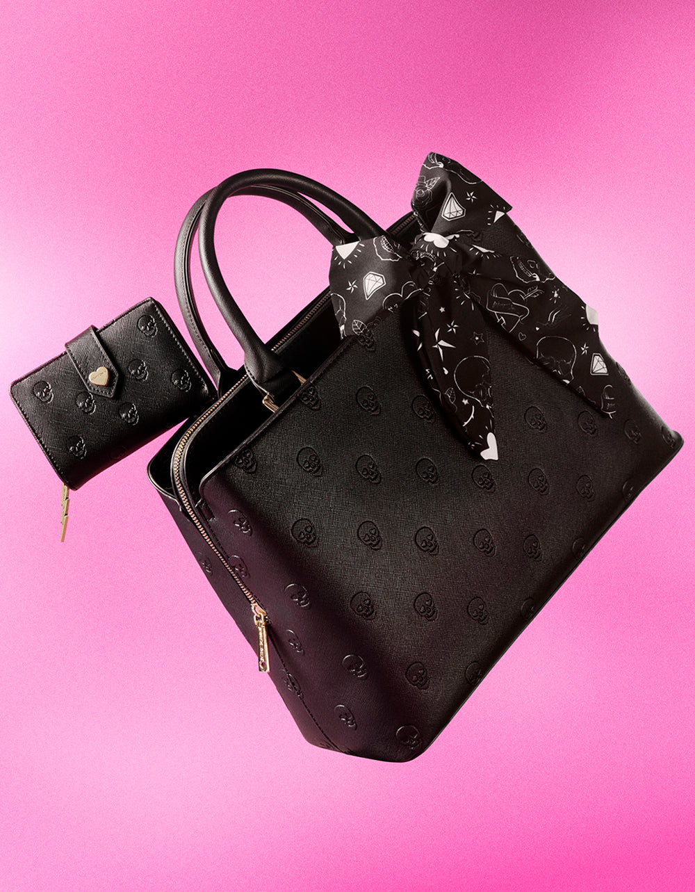 Betsey Johnson SKULLICIOUS SATCHEL Black Bag