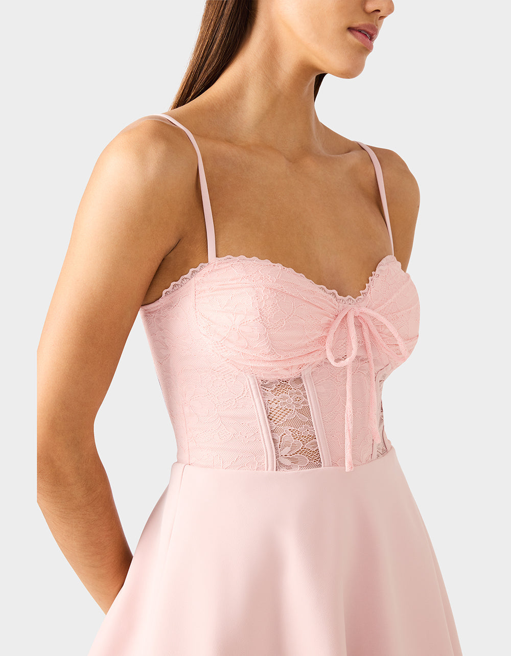 Betsey Johnson BALLET ROSE DRESS LIGHT PINK Women's Pink Corset A-line Mini Dress