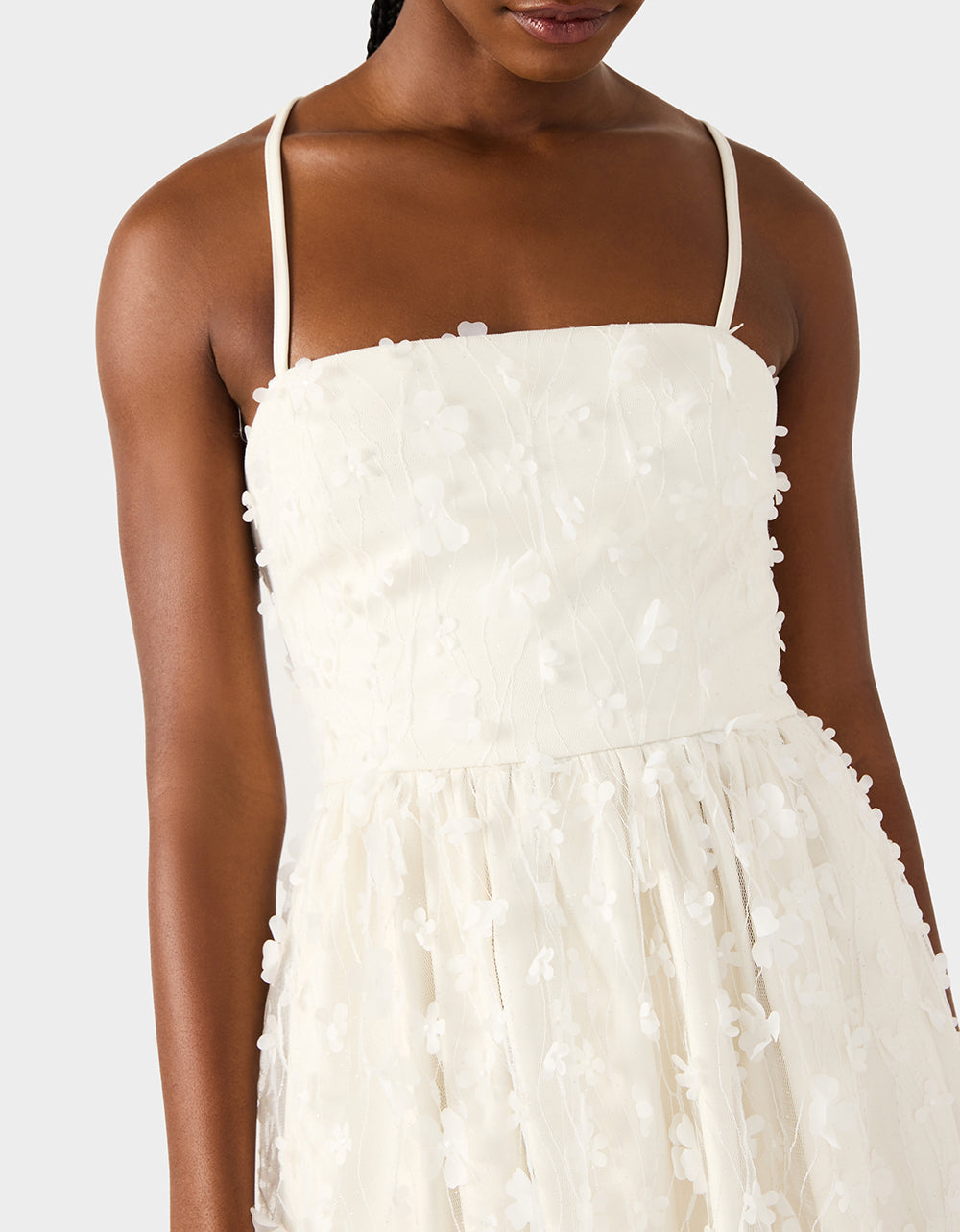 Betsey Johnson PLEATHER FLORAL MINI OFF WHITE Women's Ivory Floral Mini Dress