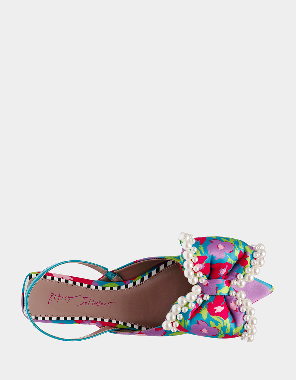 Betsey Johnson CAMILO TEAL MULTI Floral Slingback Flats