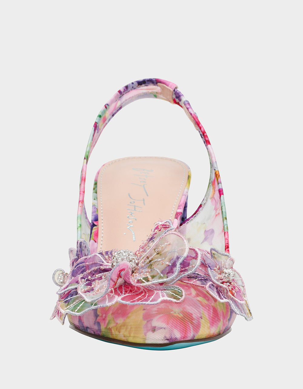 Betsey Johnson PETRA BRIGHT FLORAL Slingback Floral Mesh Block Heel