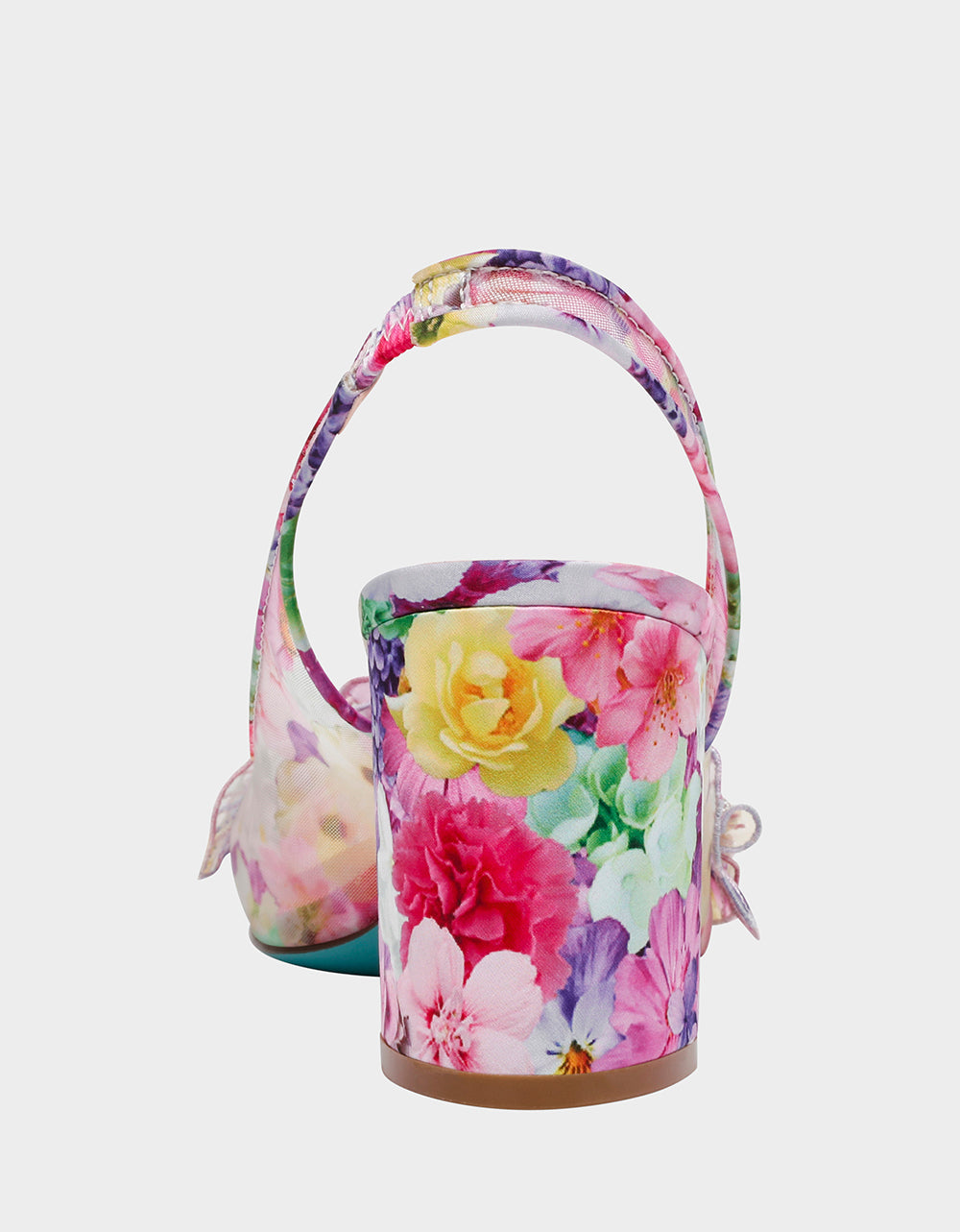 Betsey Johnson PETRA BRIGHT FLORAL Slingback Floral Mesh Block Heel