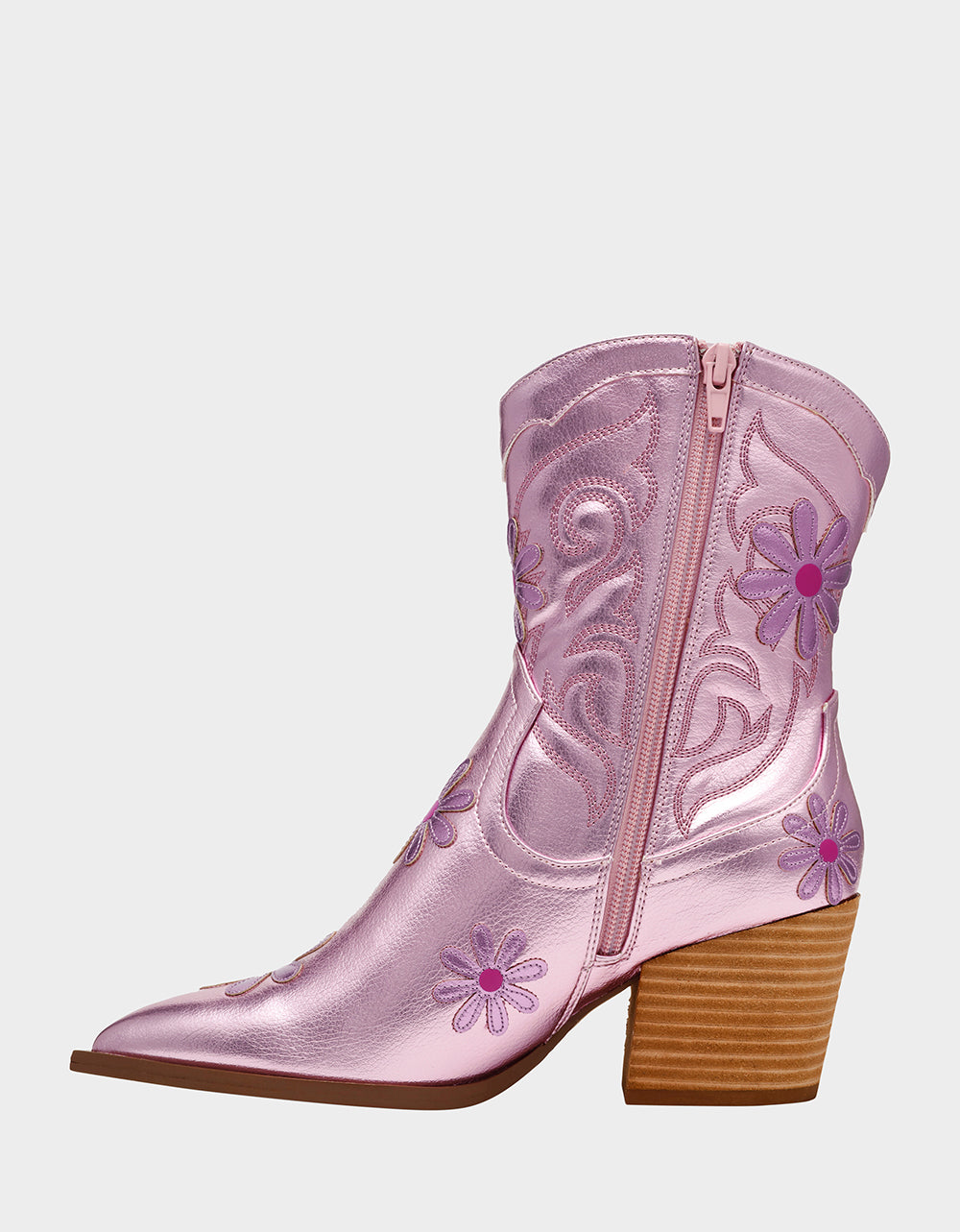 Betsey Johnson TEDDYY PINK Western Pointed-Toe Ankle Boot
