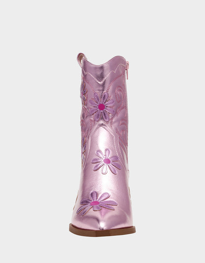 Betsey Johnson TEDDYY PINK Western Pointed-Toe Ankle Boot