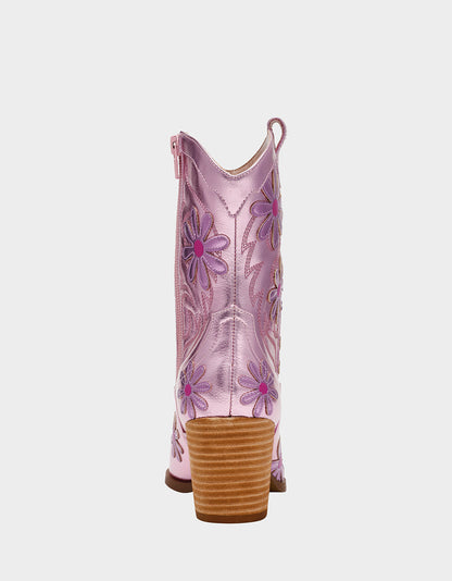 Betsey Johnson TEDDYY PINK Western Pointed-Toe Ankle Boot