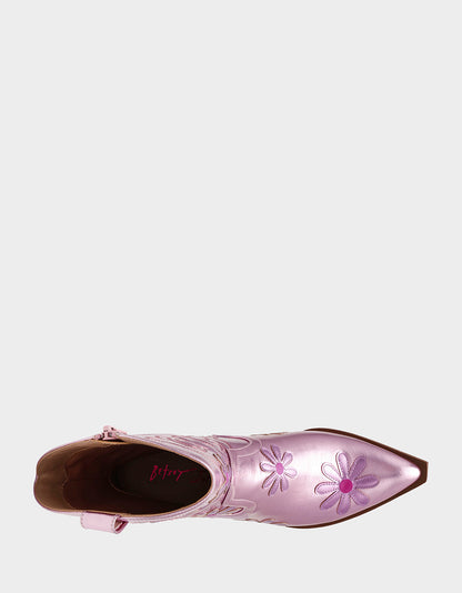 Betsey Johnson TEDDYY PINK Western Pointed-Toe Ankle Boot