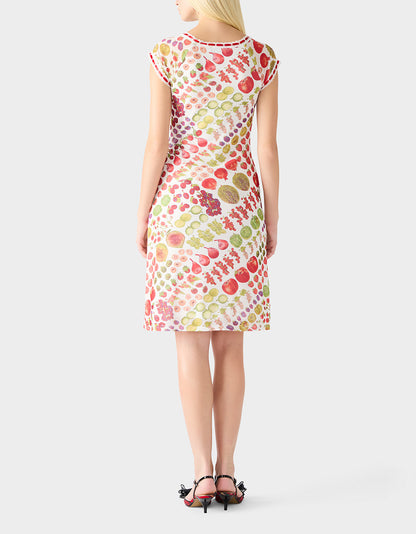 Betsey Johnson BETSEY'S FRUIT DRESS WHITE MULTI Women's Fruit Print Short-Sleeved Slip Dress