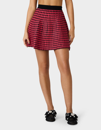 Betsey Johnson HOT IN HOUNDSTOOTH SET PINK MULTI Women's Pink and Purple Houndstooth Top and Skirt set
