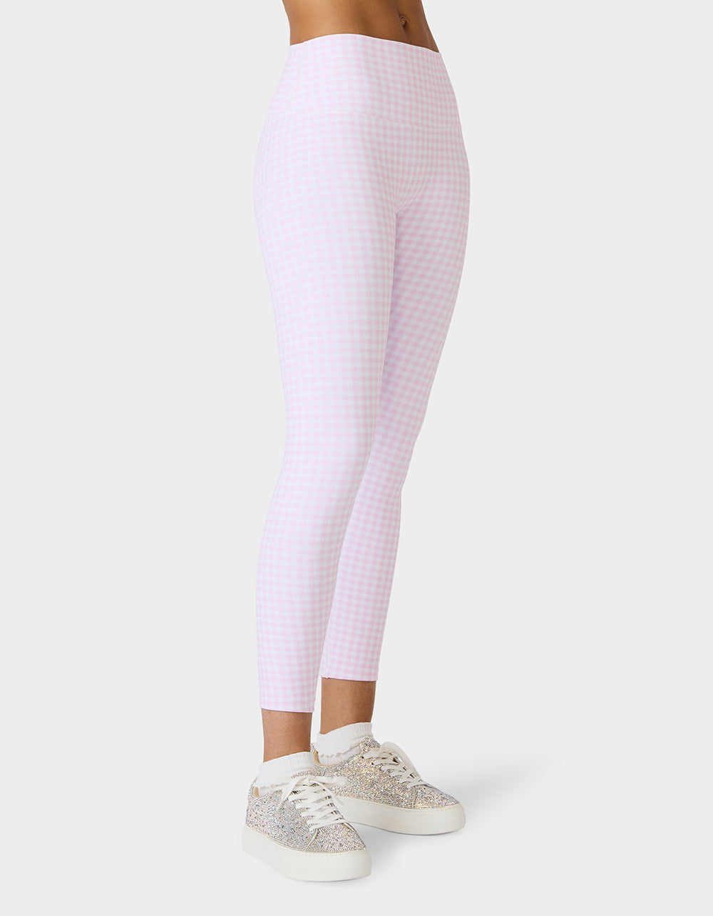 Betsey Johnson GINGHAM PRINT HIGHRISE LEGGING PINK MULTI Women's Pink Gingham Activewear Legging