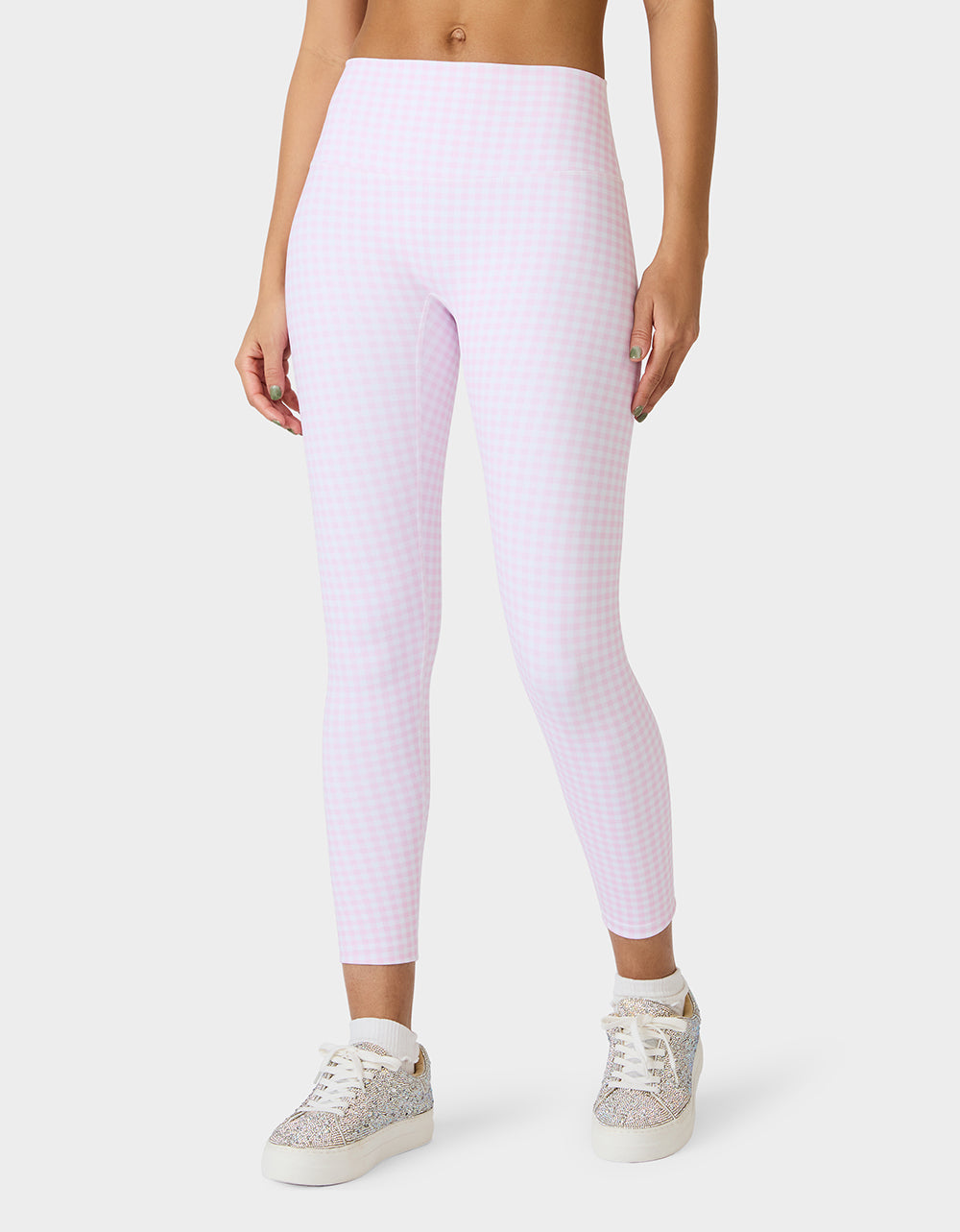 Betsey Johnson GINGHAM PRINT HIGHRISE LEGGING PINK MULTI Women's Pink Gingham Activewear Legging