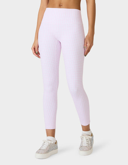 Betsey Johnson GINGHAM PRINT HIGHRISE LEGGING PINK MULTI Women's Pink Gingham Activewear Legging