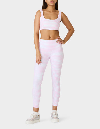 Betsey Johnson GINGHAM PRINT HIGHRISE LEGGING PINK MULTI Women's Pink Gingham Activewear Legging