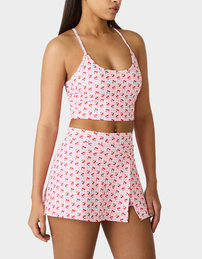 Betsey Johnson CHERRY GINGHAM SET PINK MULTI Women's Pink Cherry Gingham Activewear Tank Top