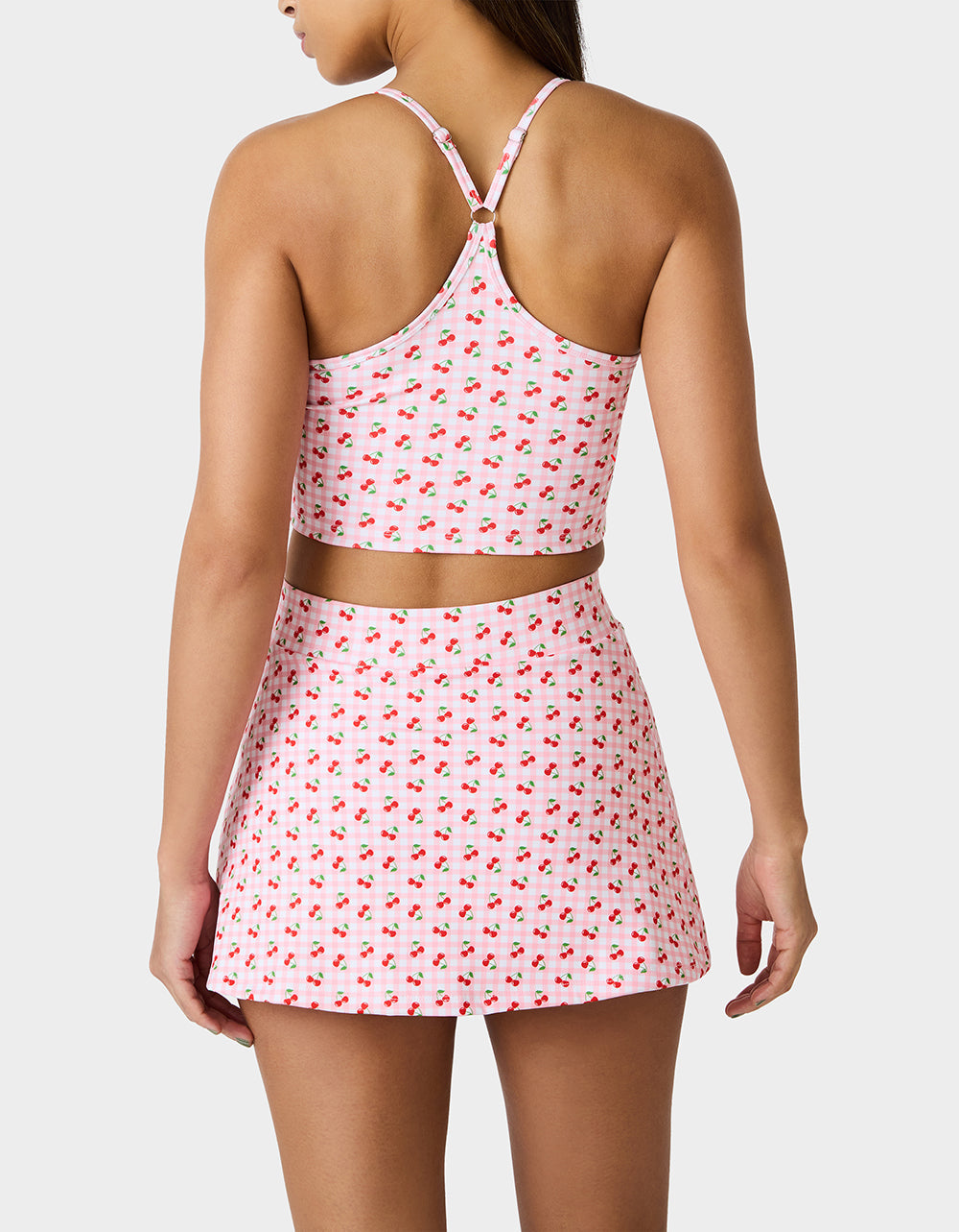 Betsey Johnson CHERRY GINGHAM SET PINK MULTI Women's Pink Cherry Gingham Activewear Tank Top