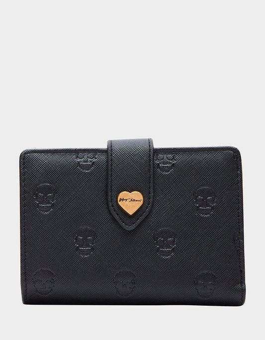 Betsey Johnson SKULLICIOUS BIFOLD WALLET BLACK