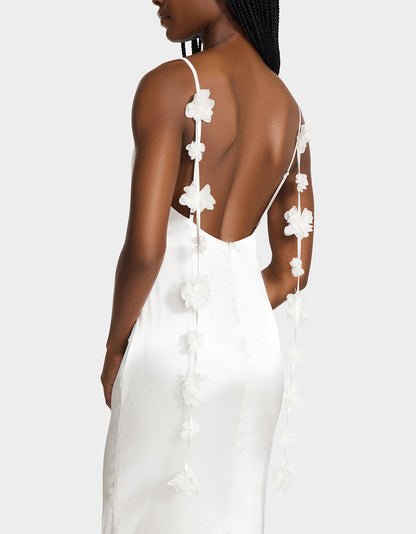 Betsey Johnson THREAD OF ROSES DRESS WHITE White Maxi Dress with Floral Detailing