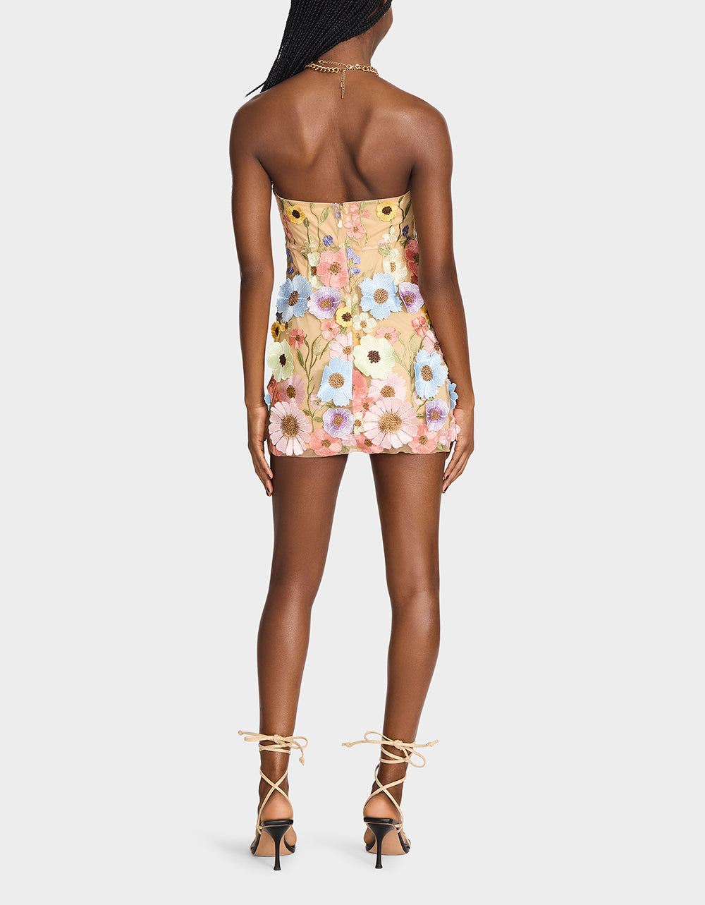 Betsey Johnson DAISY ME ROLLIN DRESS PASTEL MULTI Women's Floral Print Strapless Mini Dress