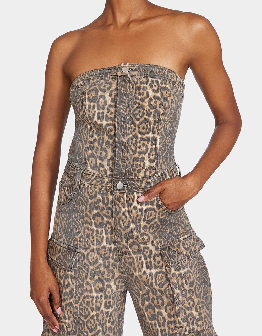 Betsey Johnson CARGO JUMPSUIT LEOPARD