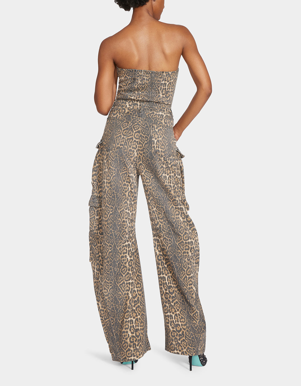 Betsey Johnson CARGO JUMPSUIT LEOPARD