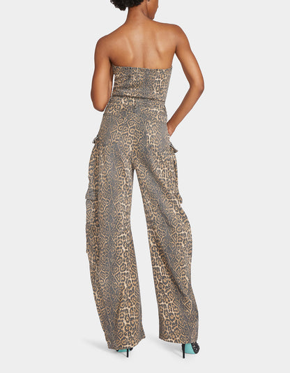 Betsey Johnson CARGO JUMPSUIT LEOPARD
