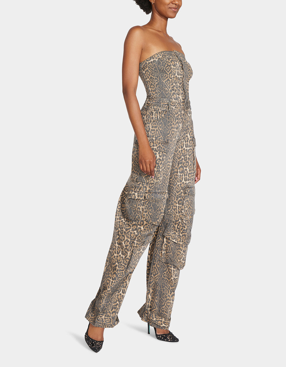 Betsey Johnson CARGO JUMPSUIT LEOPARD