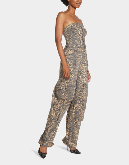 Betsey Johnson CARGO JUMPSUIT LEOPARD