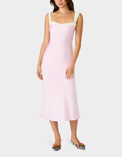 Betsey Johnson SWEET DAYDREAM DRESS PETAL Women's Pink Midi Dress with Bow
