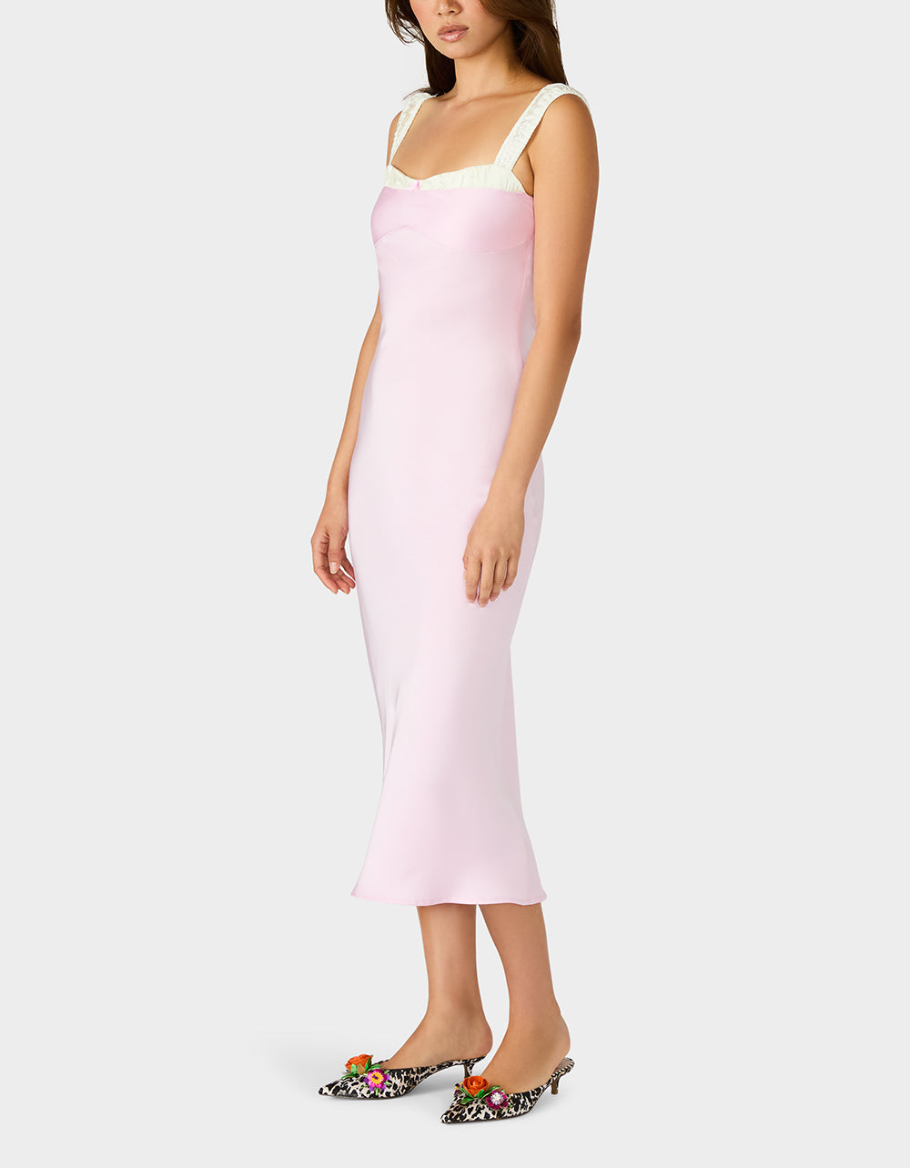 Betsey Johnson SWEET DAYDREAM DRESS PETAL Women's Pink Midi Dress with Bow