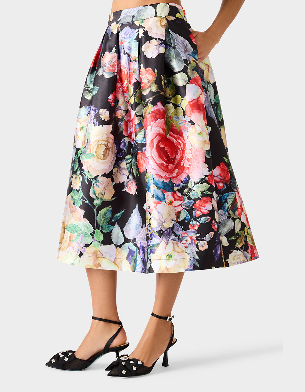 Betsey Johnson BOTANQUE SKIRT BLACK Women's Floral Midi Skirt