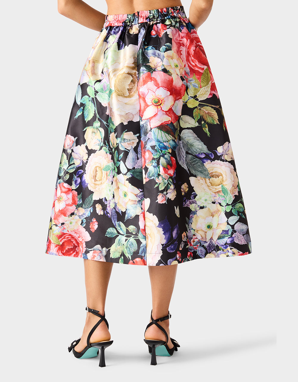 Betsey Johnson BOTANQUE SKIRT BLACK Women's Floral Midi Skirt