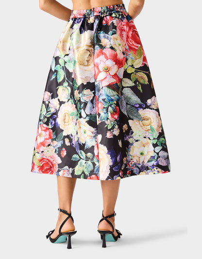 Betsey Johnson BOTANQUE SKIRT BLACK Women's Floral Midi Skirt