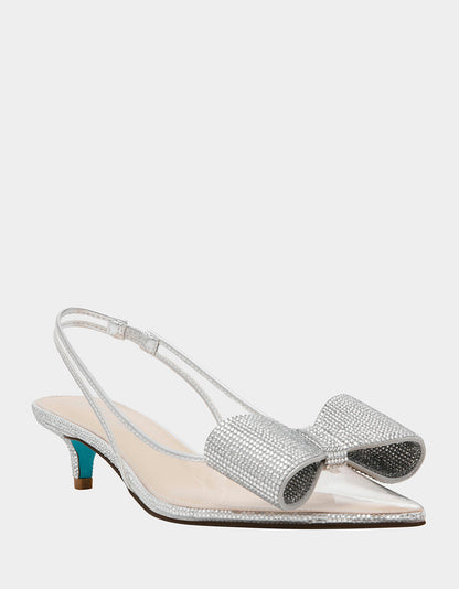 Betsey Johnson ALLI SILVER Slingback Kitten Heel