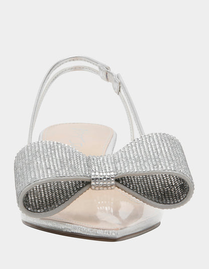 Betsey Johnson ALLI SILVER Slingback Kitten Heel