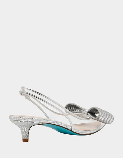 Betsey Johnson ALLI SILVER Slingback Kitten Heel