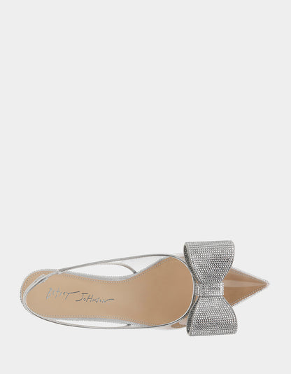 Betsey Johnson ALLI SILVER Slingback Kitten Heel