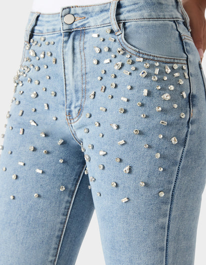 Betsey Johnson JEWELED JEANS Women's Rhinestone Embellished Denim Jeans