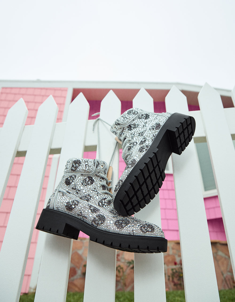 Betsey Johnson HUDSN Rhinestone Skull Print Booties