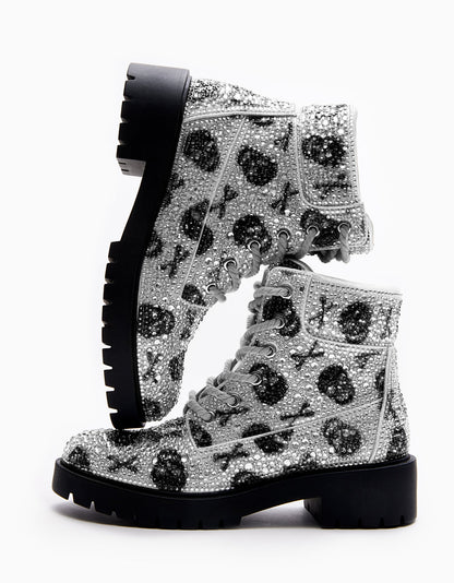Betsey Johnson HUDSN Rhinestone Skull Print Booties