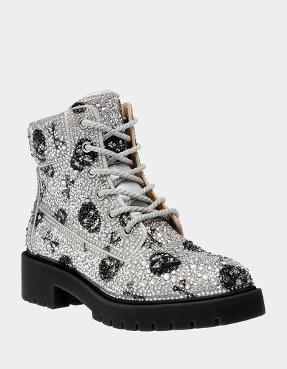 Betsey Johnson HUDSN Rhinestone Skull Print Booties