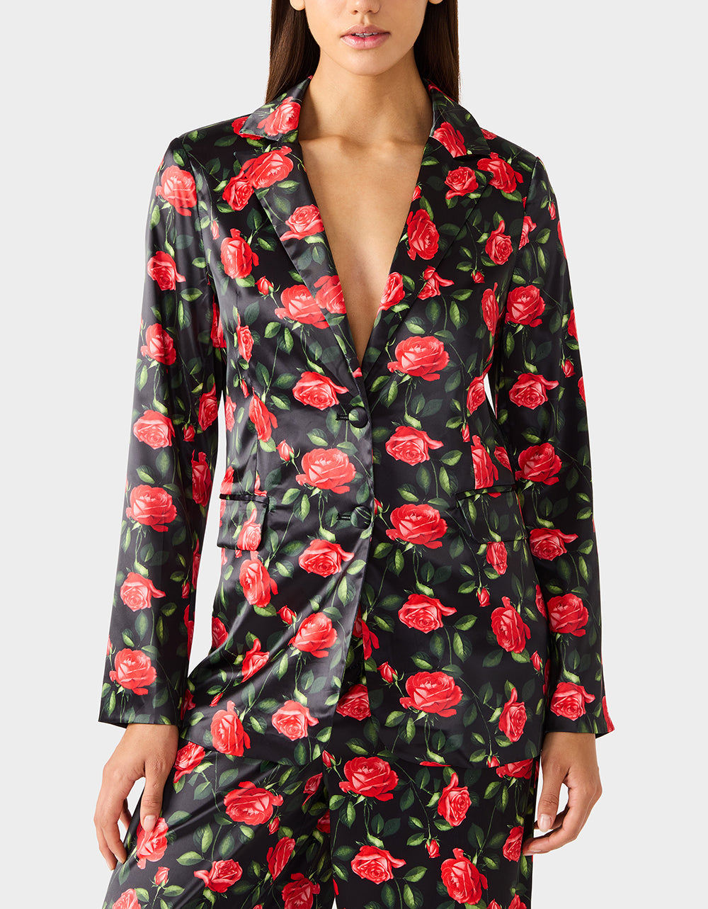 Betsey Johnson POWER BLOOM BLAZER BLACK Women's Black Red Floral Blazer