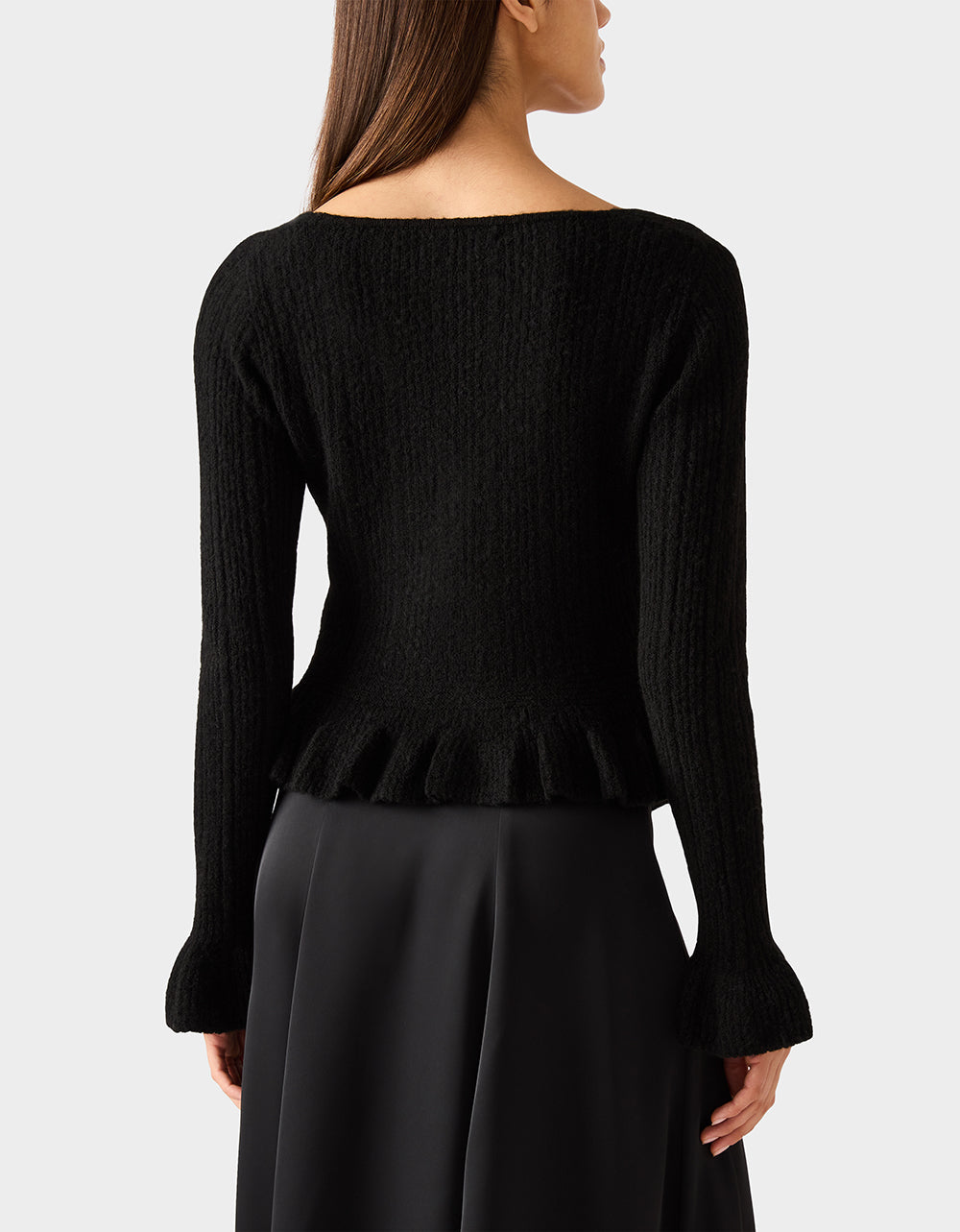 Betsey Johnson BELLE CARDIGAN BLACK Women's Black V-Neck Button Down Cardigan Sweater