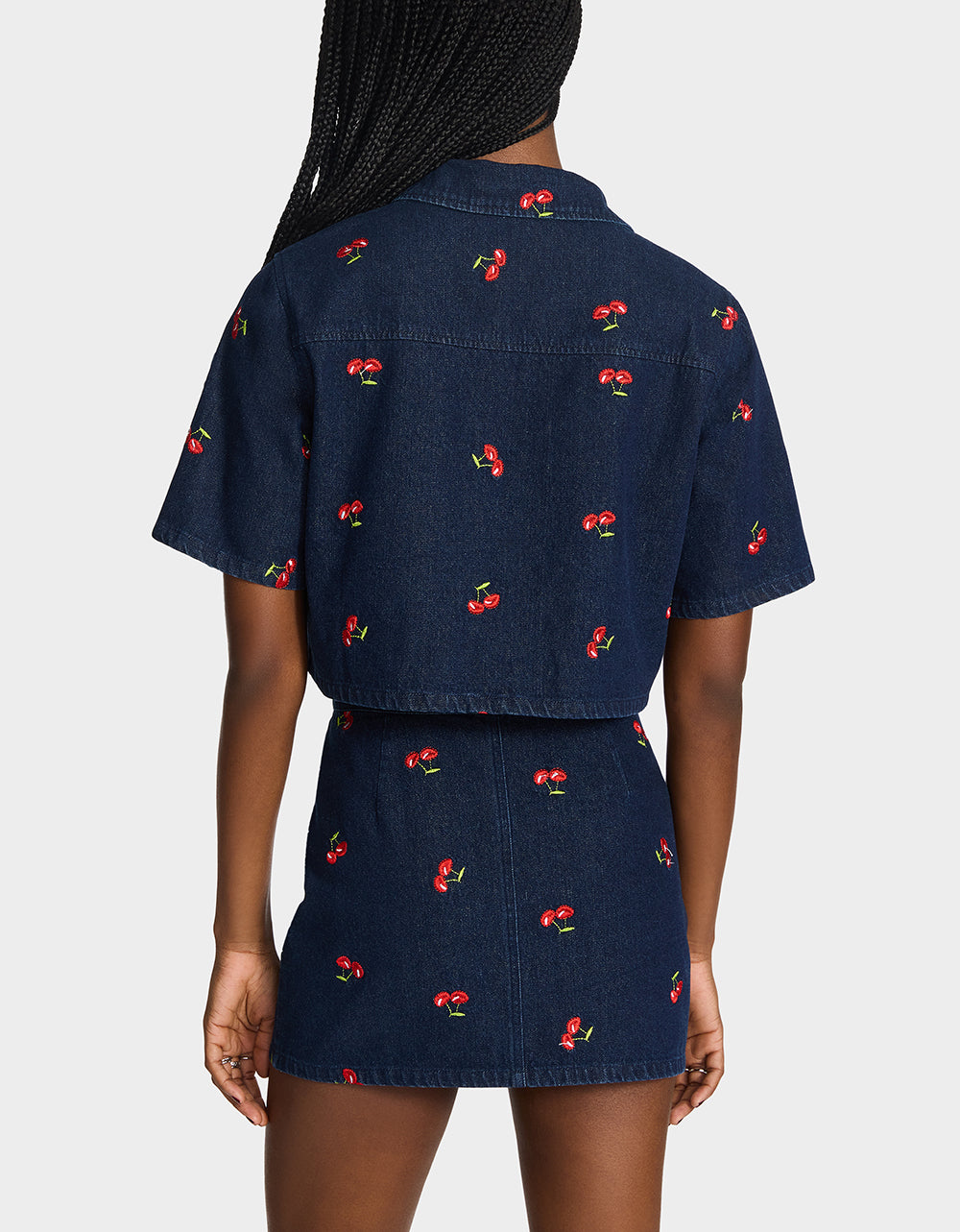 Betsey Johnson CHERRY ON TOP SHIRT DENIM Women's Button-Up Denim Top