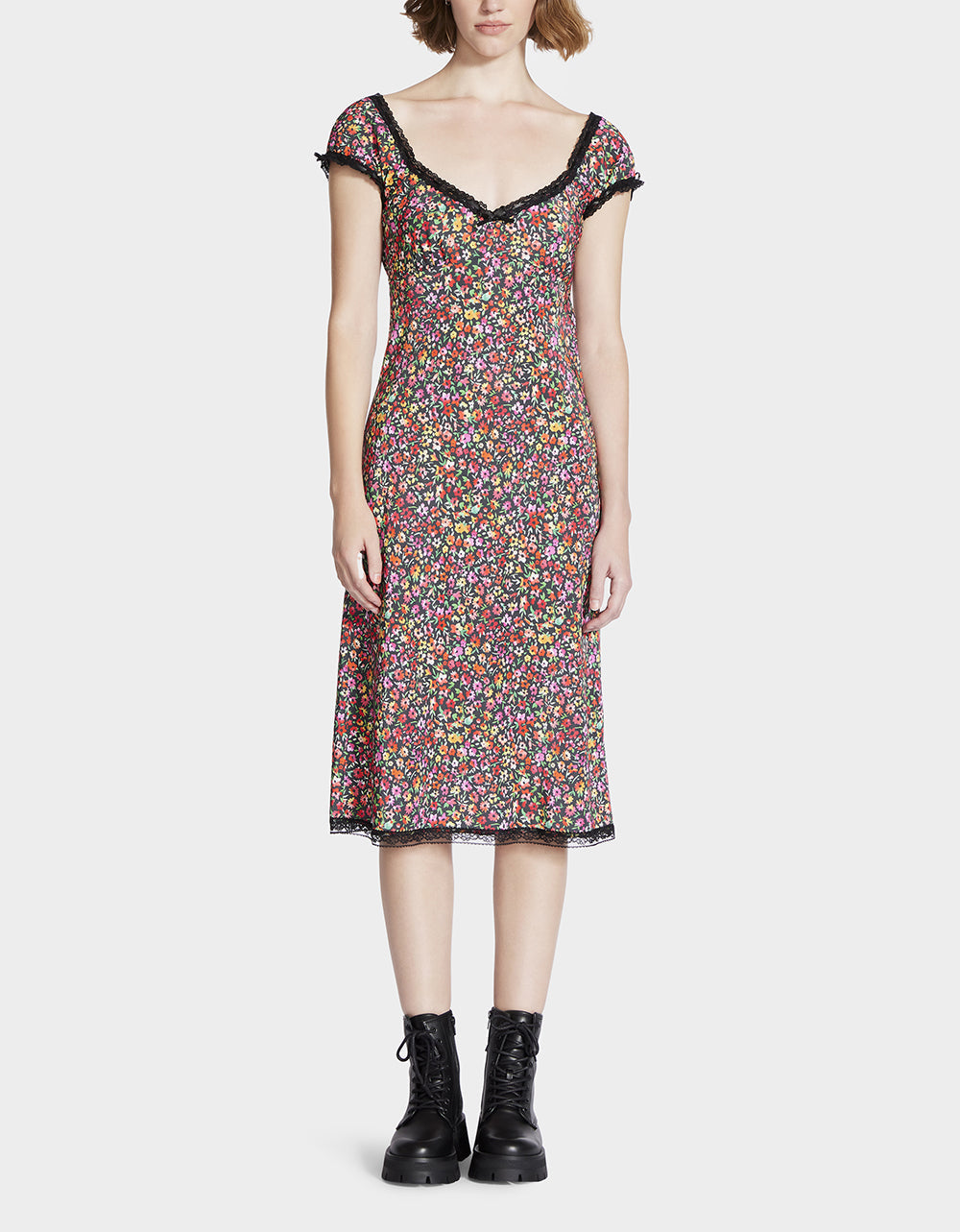 Betsey Johnson MALIBU MIDI DRESS BLACK DITSY FLORAL