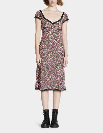 Betsey Johnson MALIBU MIDI DRESS BLACK DITSY FLORAL