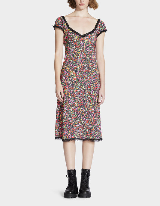 Betsey Johnson MALIBU MIDI DRESS BLACK DITSY FLORAL