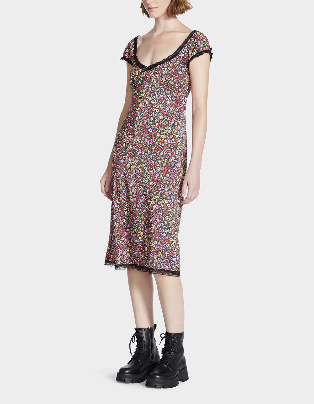 Betsey Johnson MALIBU MIDI DRESS BLACK DITSY FLORAL