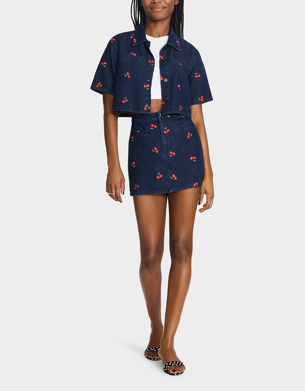 Betsey Johnson CHERRY ON TOP SKIRT DENIM Women's Denim Mini Skirt
