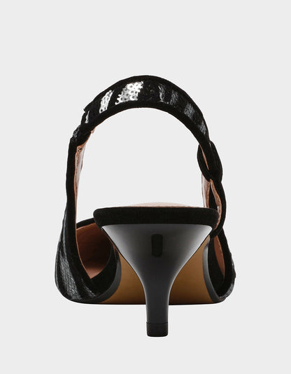 Betsey Johnson WILLAH BLACK Slingback Kitten Heel