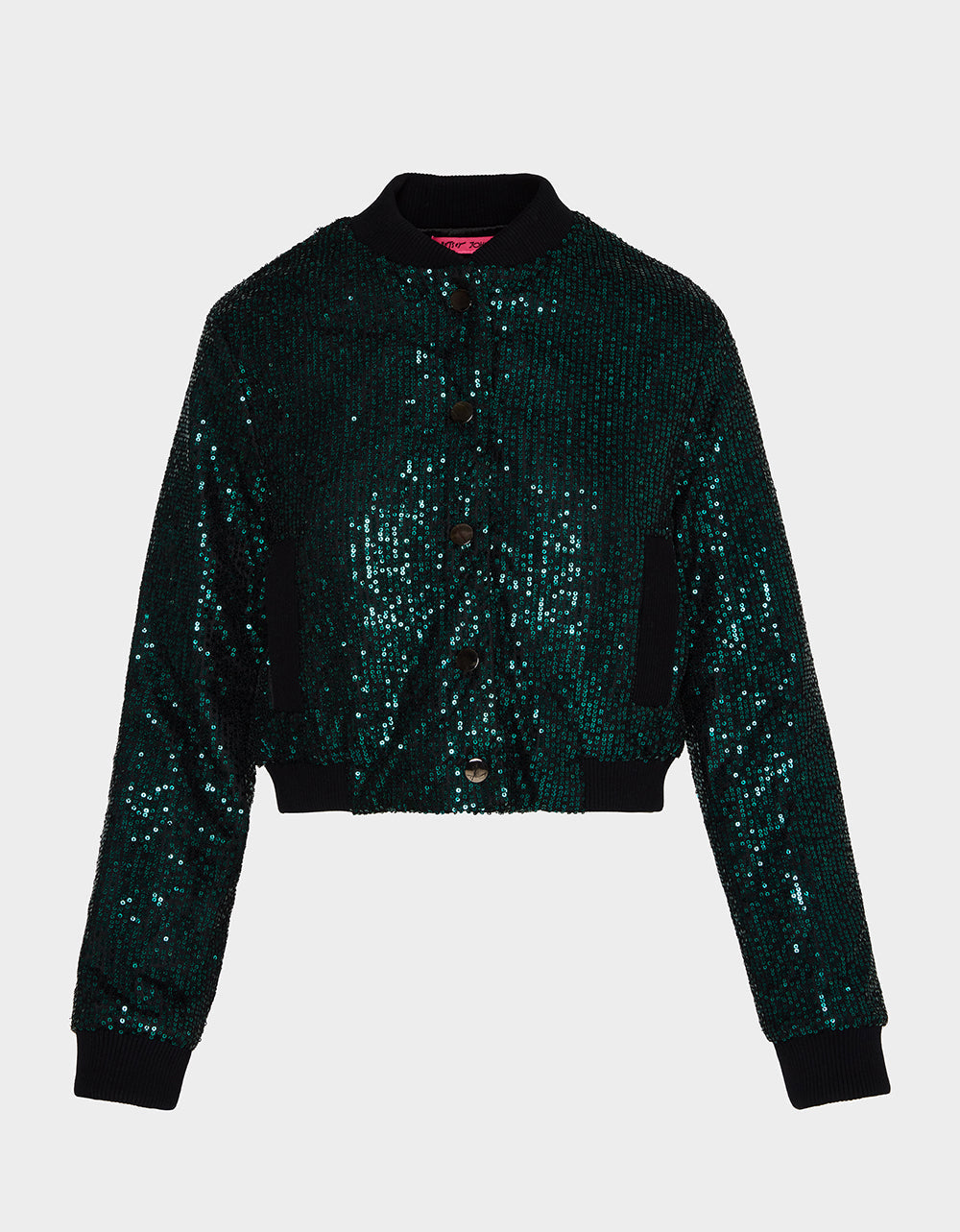 Betsey Johnson GLITTERATI BOMBER JACKET EMERALD GREEN Women's Green Sequin Bomber Jacket