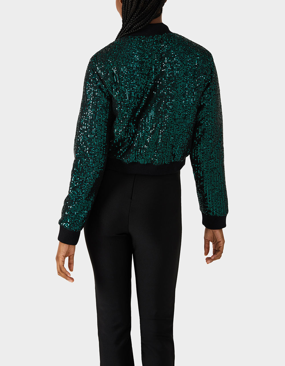 Betsey Johnson GLITTERATI BOMBER JACKET EMERALD GREEN Women's Green Sequin Bomber Jacket